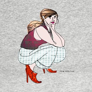 Woman squatting in heels : T-Shirt